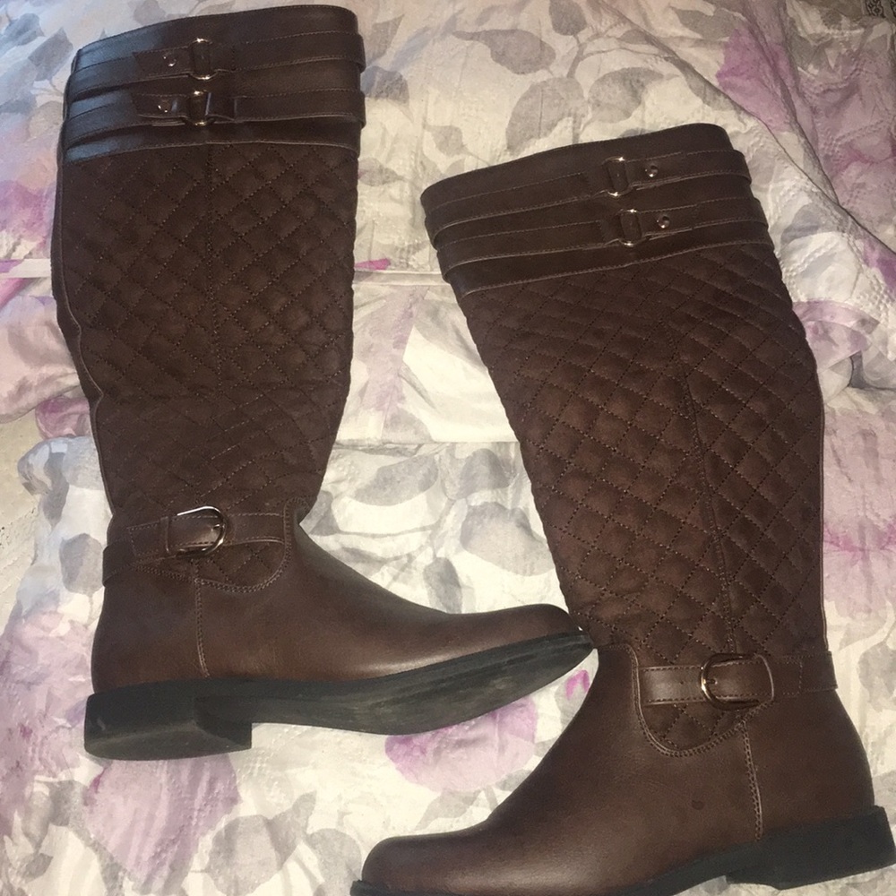 Brown knee length boots